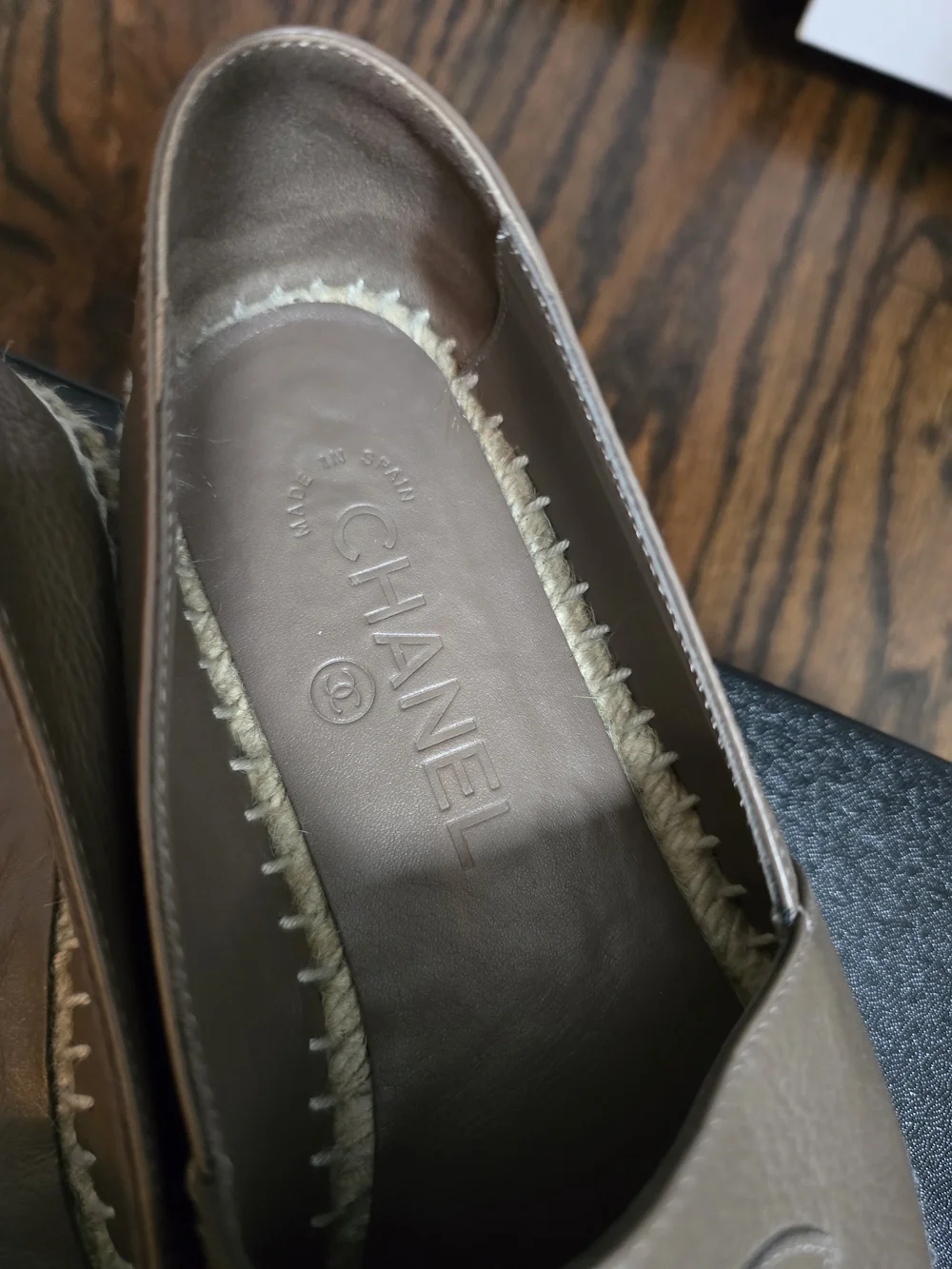 Chanel Women's Brown Nude Neutral Leather Espadrilles Sz 36